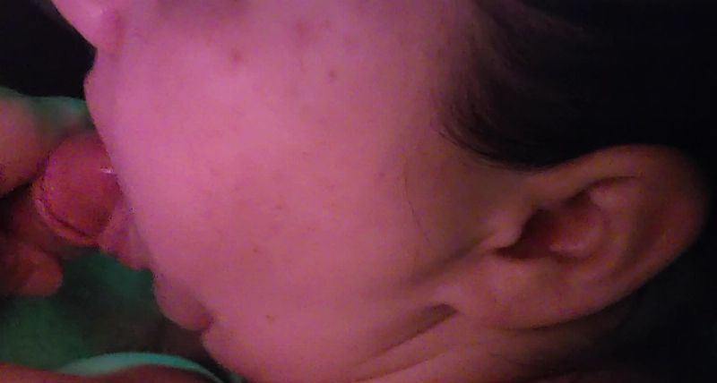 Wife taking mouth full of cum.